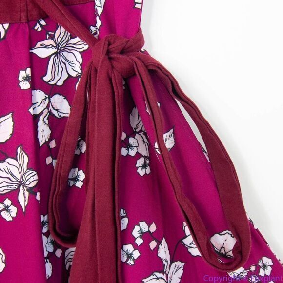 eShakti Twofer Burgundy Floral True Wrap Dress, 14W - Picture 10 of 16